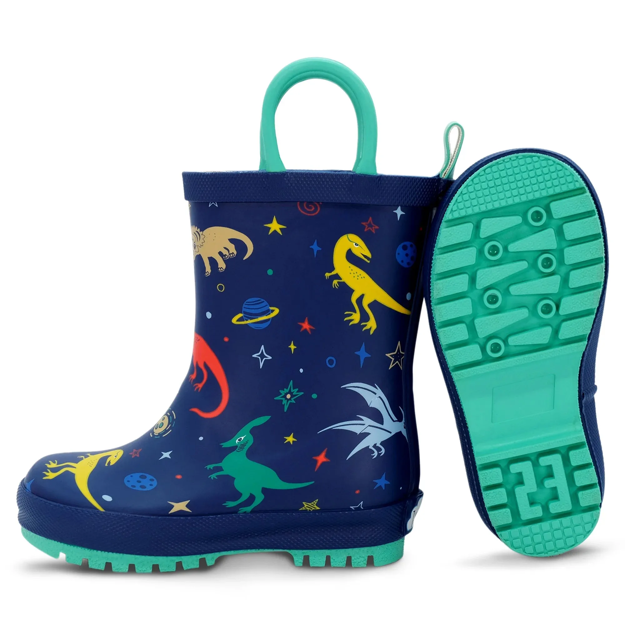 Space Dinos Natural Rubber Toddler/Kids Rain Boots
