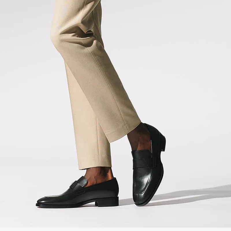 Square Toe Slip-On Buckle Loafers
