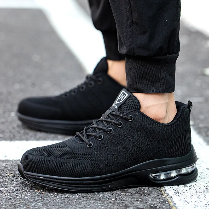 Steel Toe Shoes with Air Cushion for Men Women Lightweight Comfortable Work Shoes Indestructible Slip Resistant Safety Shoes