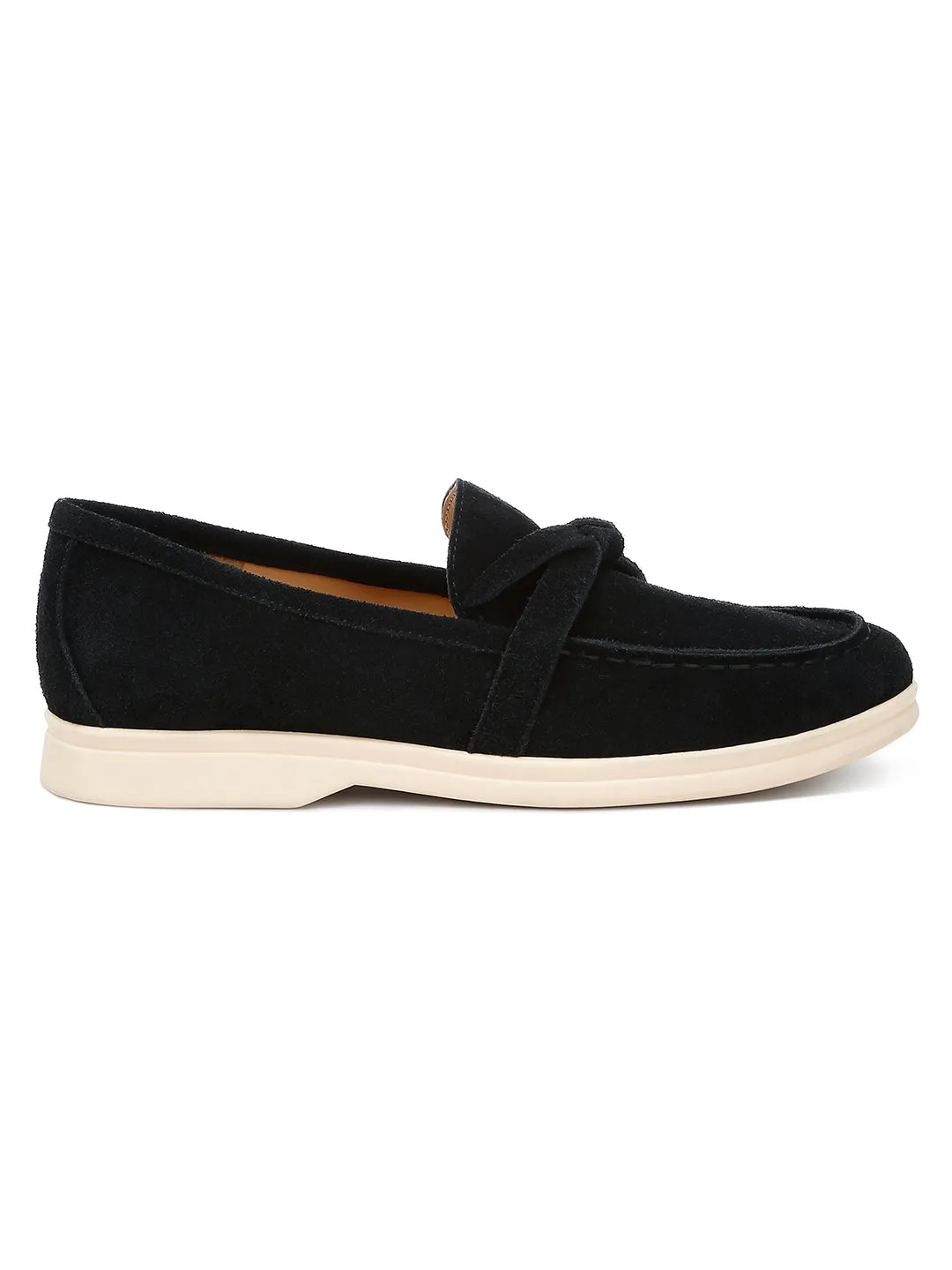 Suede Knot Detailed Loafers