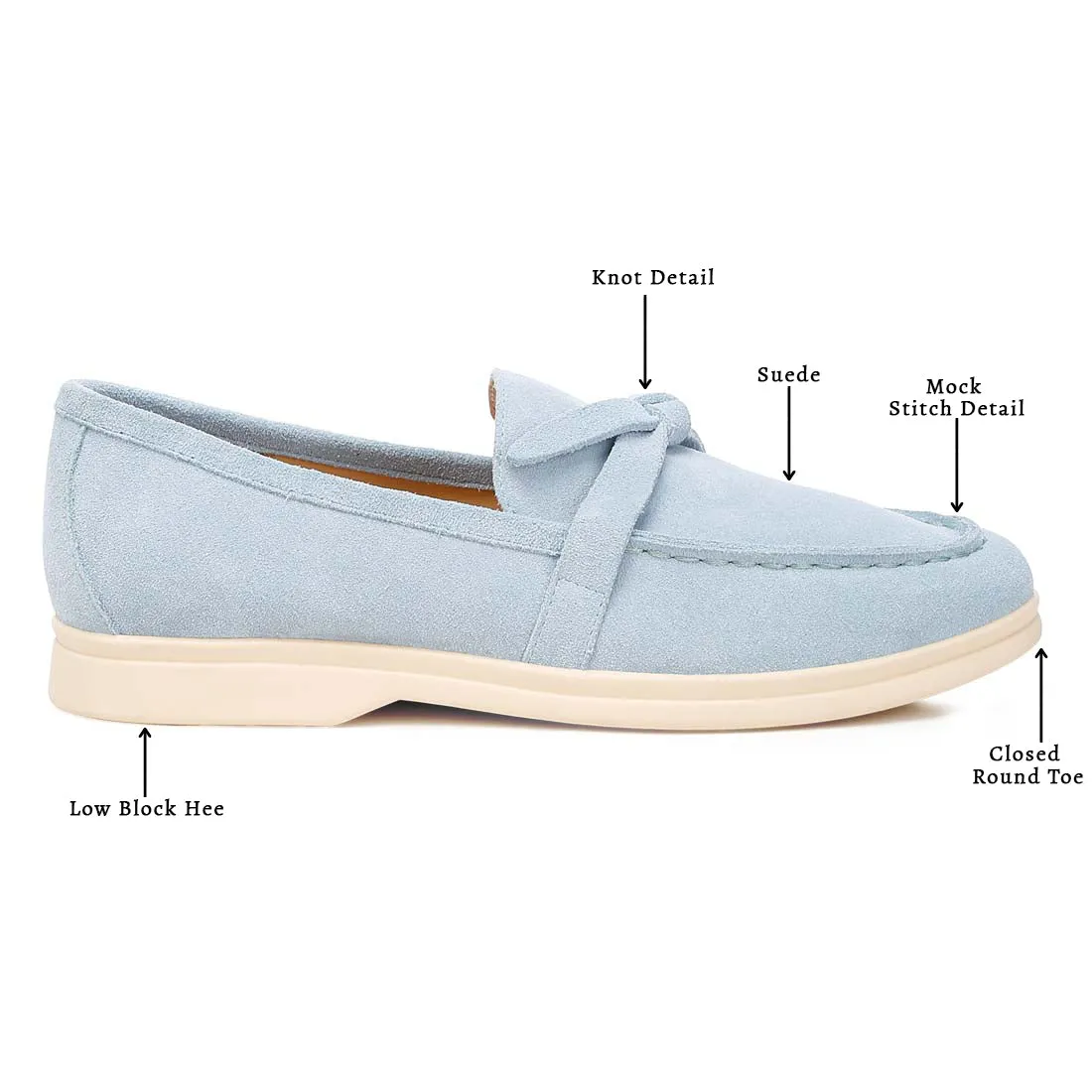 Suede Knot Detailed Loafers