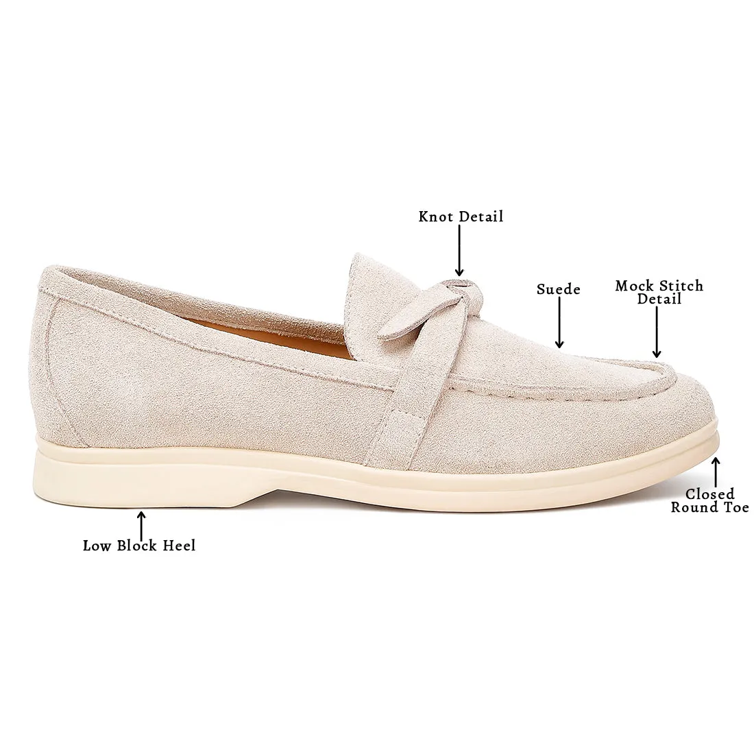 Suede Knot Detailed Loafers