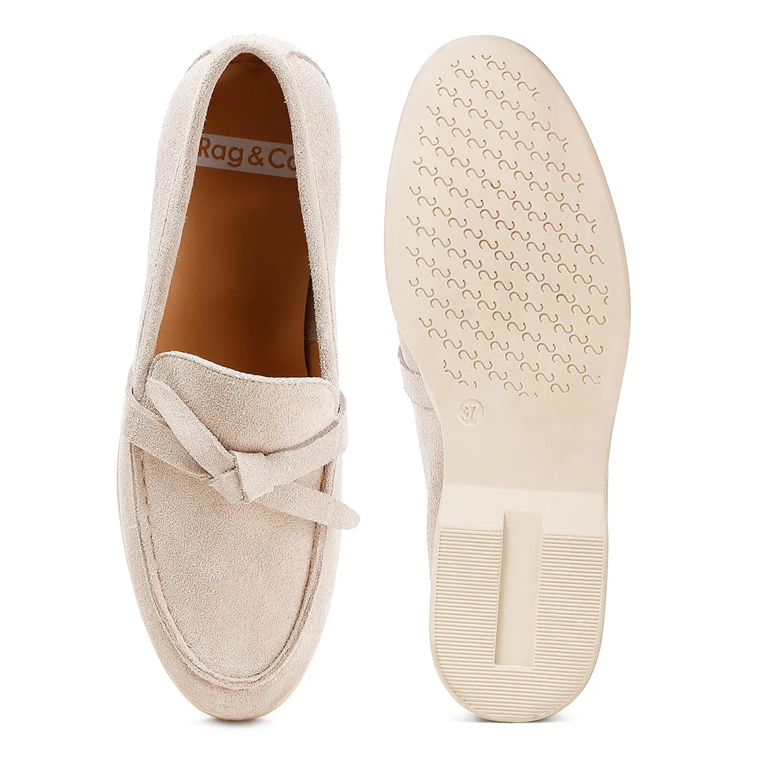 Suede Knot Detailed Loafers