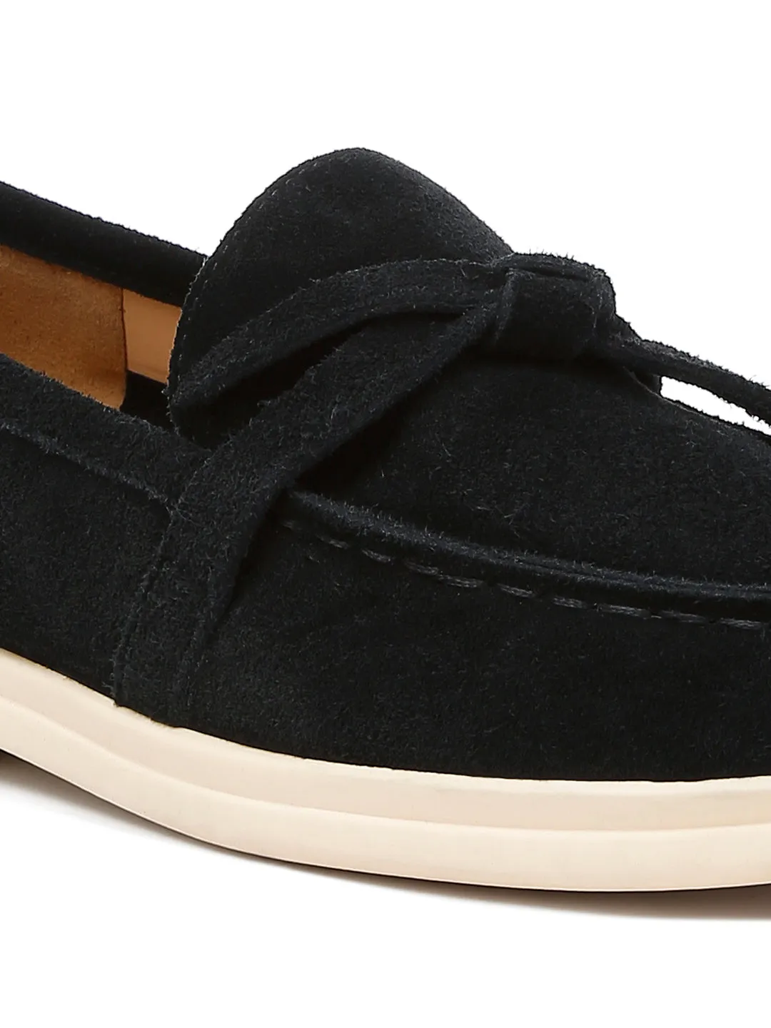 Suede Knot Detailed Loafers