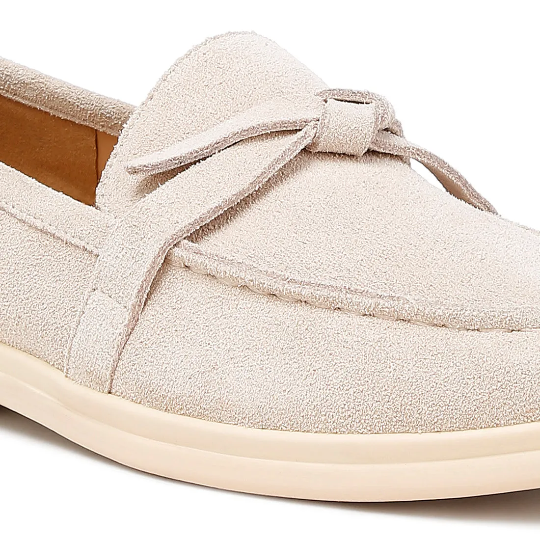 Suede Knot Detailed Loafers