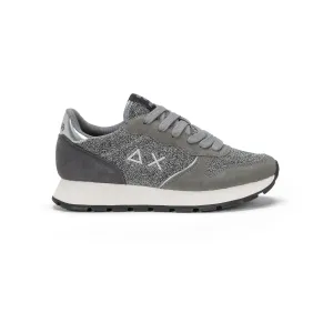 SUN68 ALLY GLITTER TEXTILE MEDIUM GREY SNEAKERS FOR WOMEN