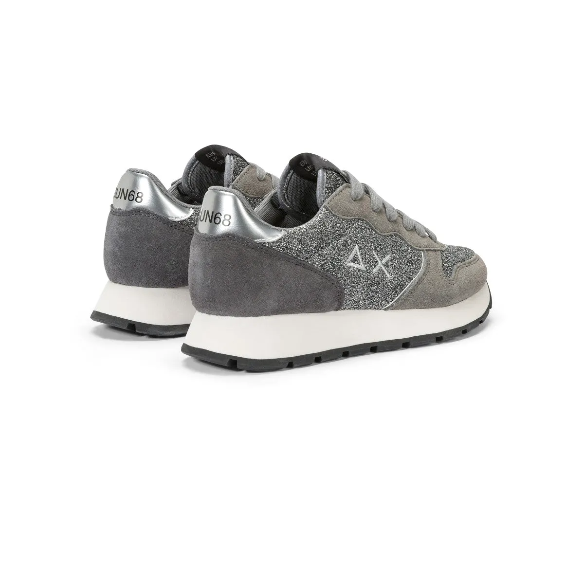 SUN68 ALLY GLITTER TEXTILE MEDIUM GREY SNEAKERS FOR WOMEN