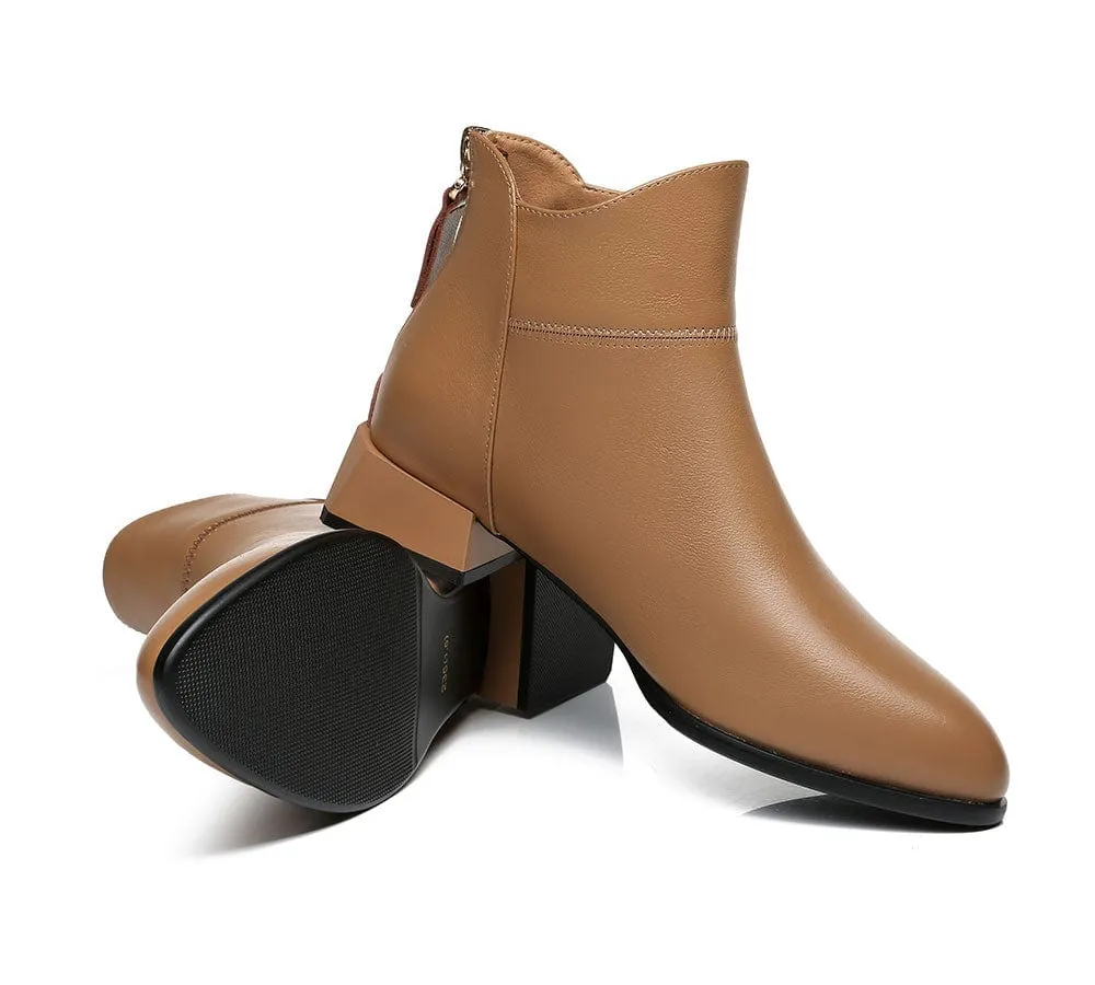 TARRAMARRA® Women Leather Zipper Block Heel Ankle Boots Quella