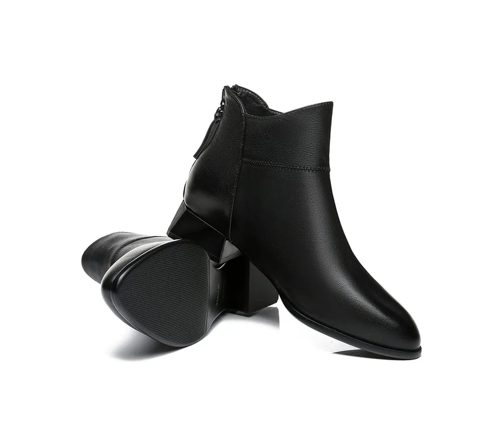TARRAMARRA® Women Leather Zipper Block Heel Ankle Boots Quella