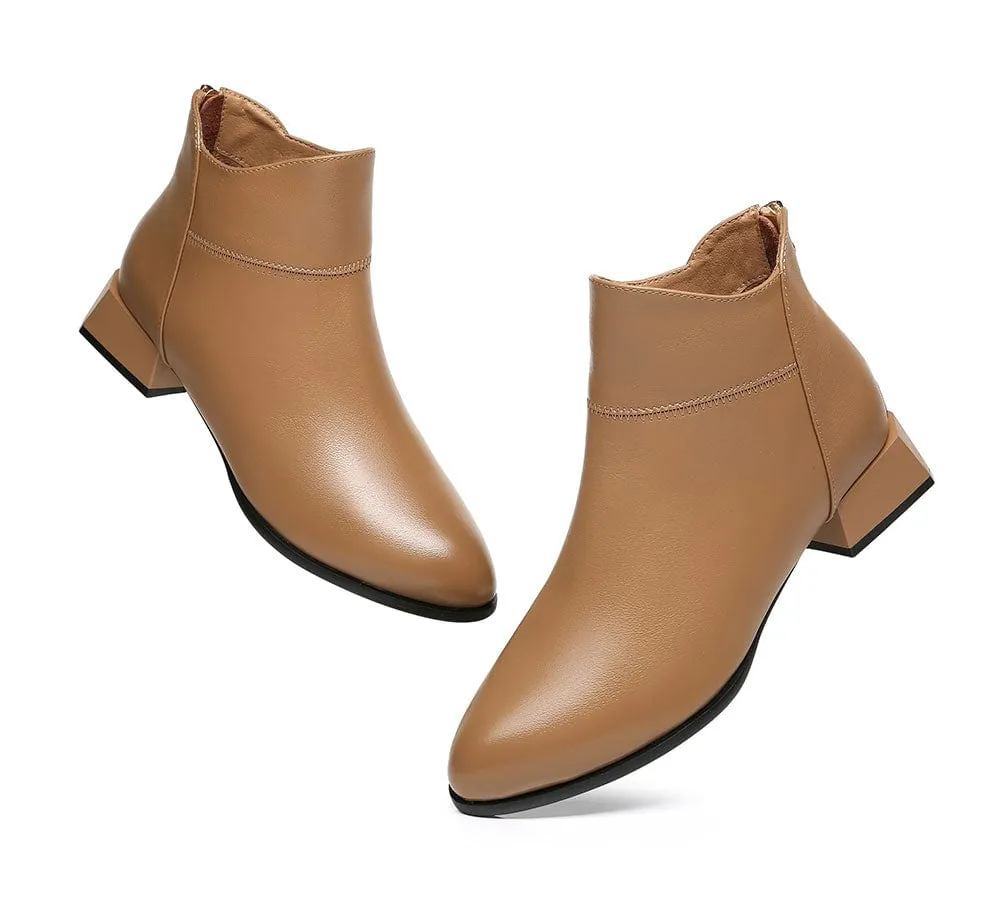 TARRAMARRA® Women Leather Zipper Block Heel Ankle Boots Quella