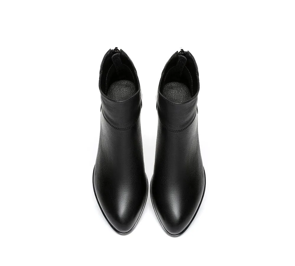 TARRAMARRA® Women Leather Zipper Block Heel Ankle Boots Quella
