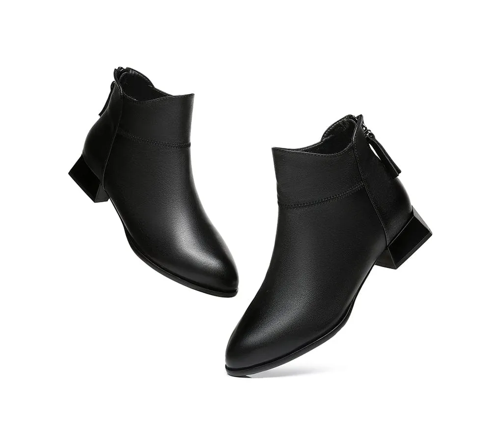 TARRAMARRA® Women Leather Zipper Block Heel Ankle Boots Quella