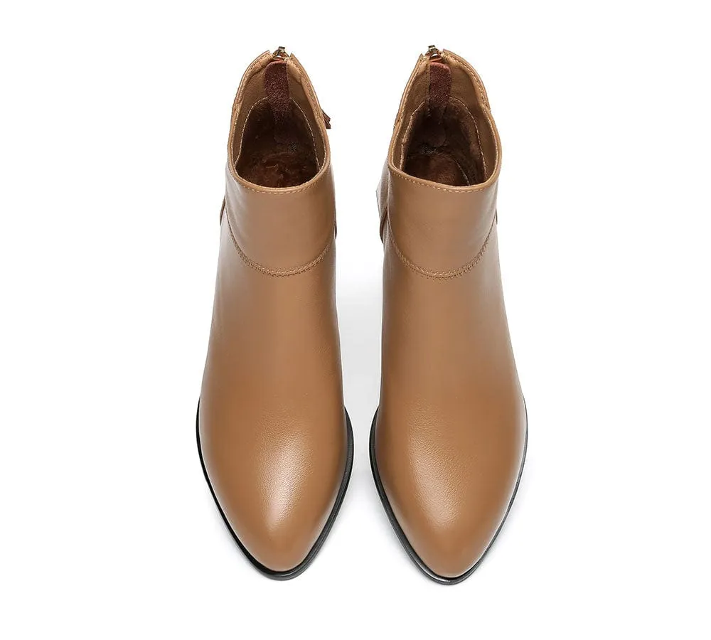 TARRAMARRA® Women Leather Zipper Block Heel Ankle Boots Quella