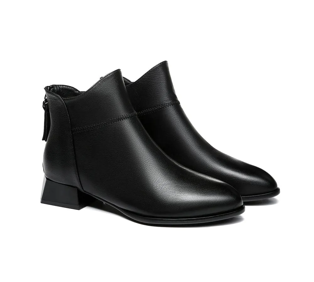 TARRAMARRA® Women Leather Zipper Block Heel Ankle Boots Quella