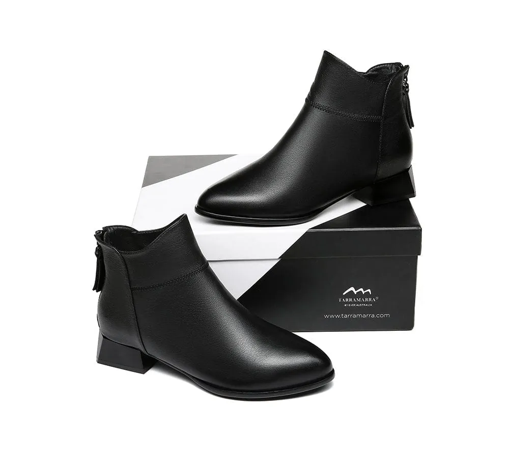 TARRAMARRA® Women Leather Zipper Block Heel Ankle Boots Quella