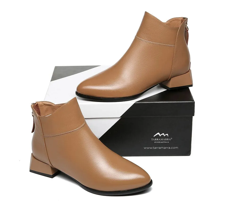 TARRAMARRA® Women Leather Zipper Block Heel Ankle Boots Quella