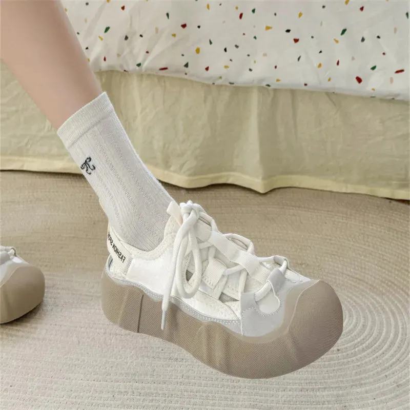 TAVIMART  -  Casual Woman Shoe Wedge Basket Modis All-Match Tennis Female Sports Cute Breathable New Small Scandals Fashion Leisure
