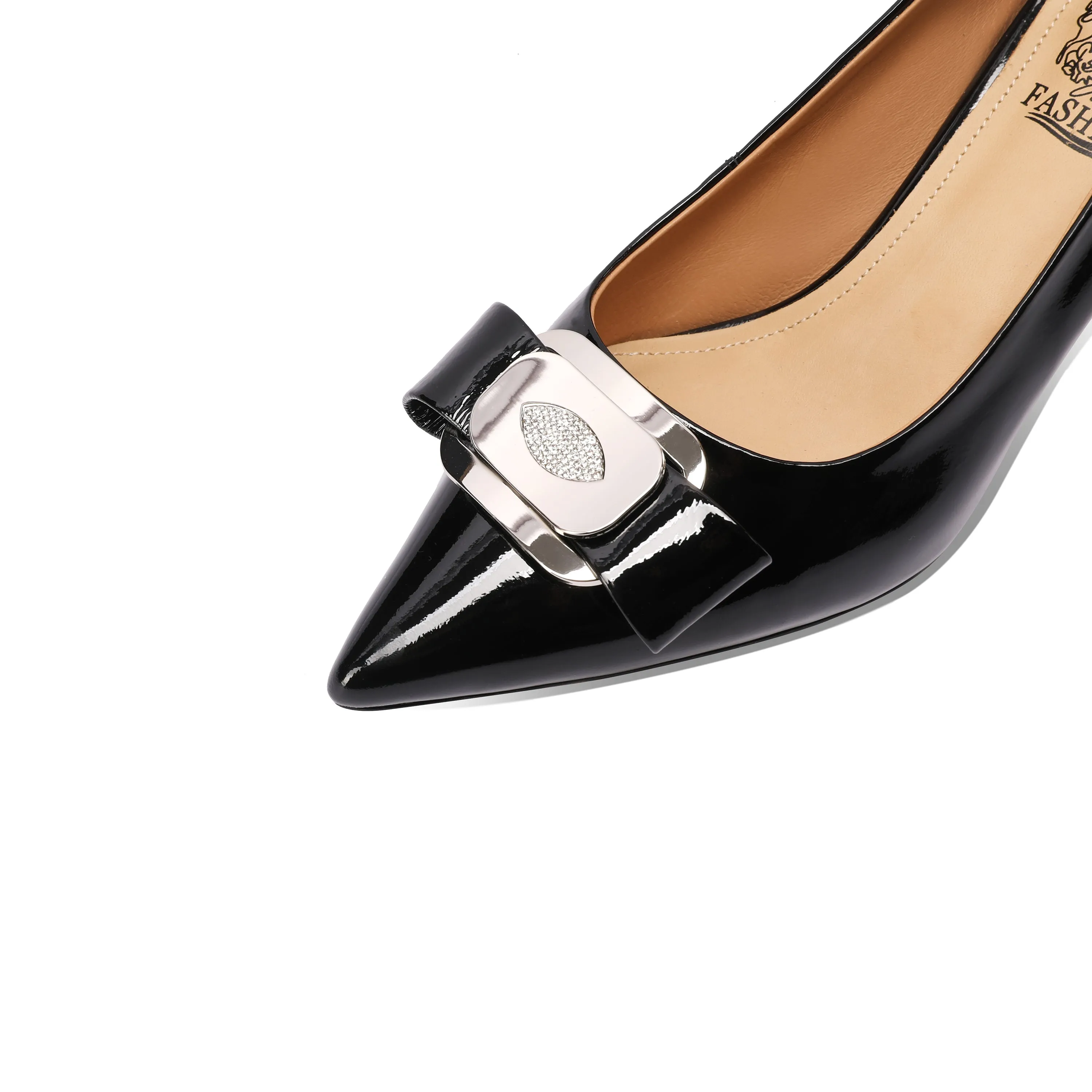 TinaCus Women's Handmade Genuine Leather Pointed Toe Slip On Pumps