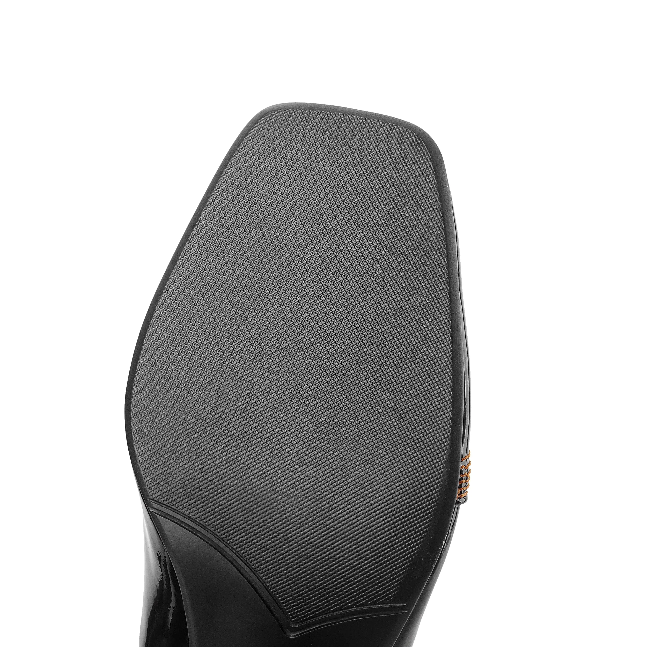 TinaCus Women's Patent Leather Square Toe Handmade Front Zipper Mid Chunky Heels Trendy Ankle Boots