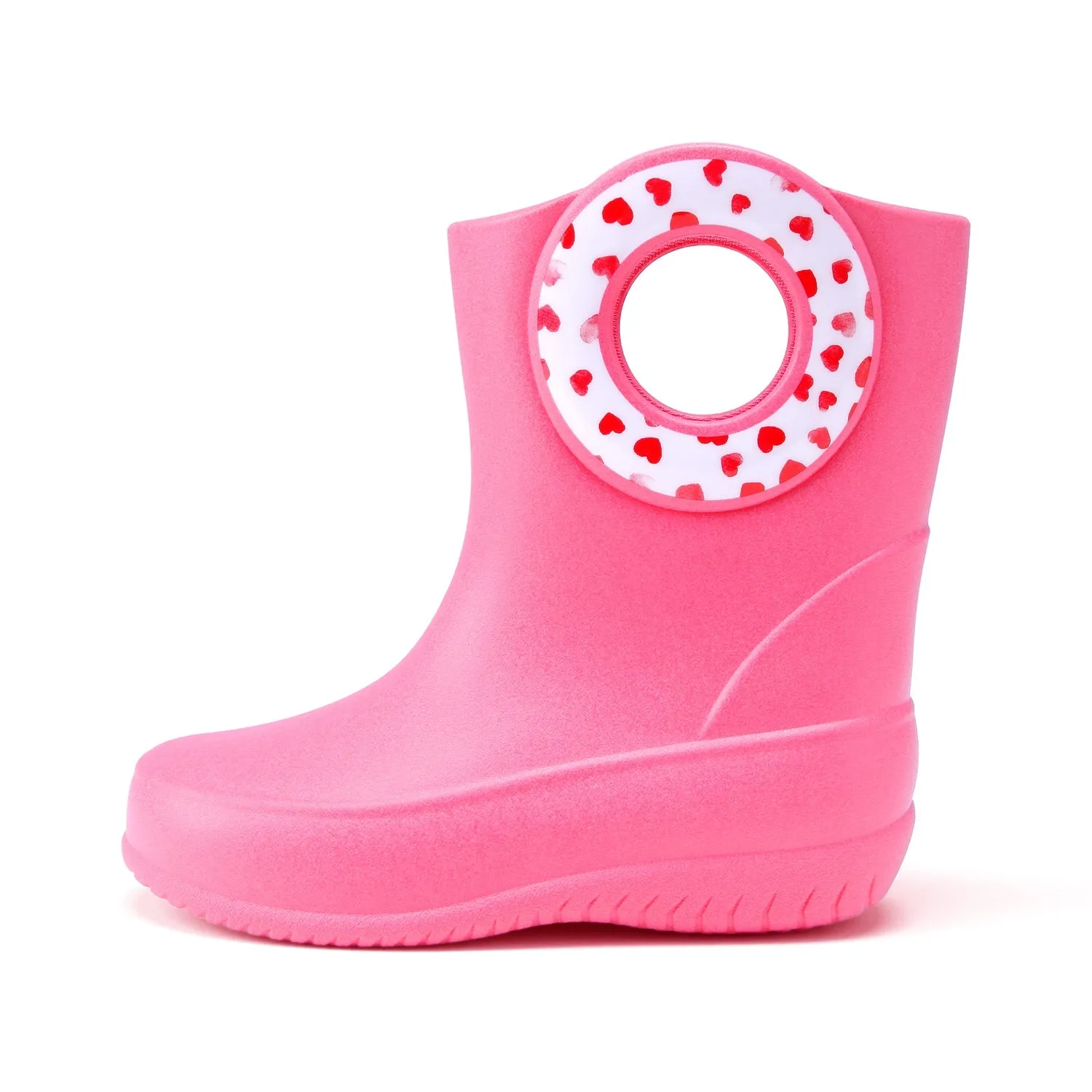 Toddler Kendall Rain Boots, Pink Hearts