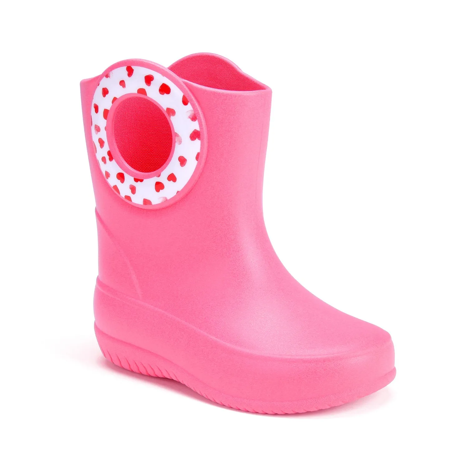 Toddler Kendall Rain Boots, Pink Hearts