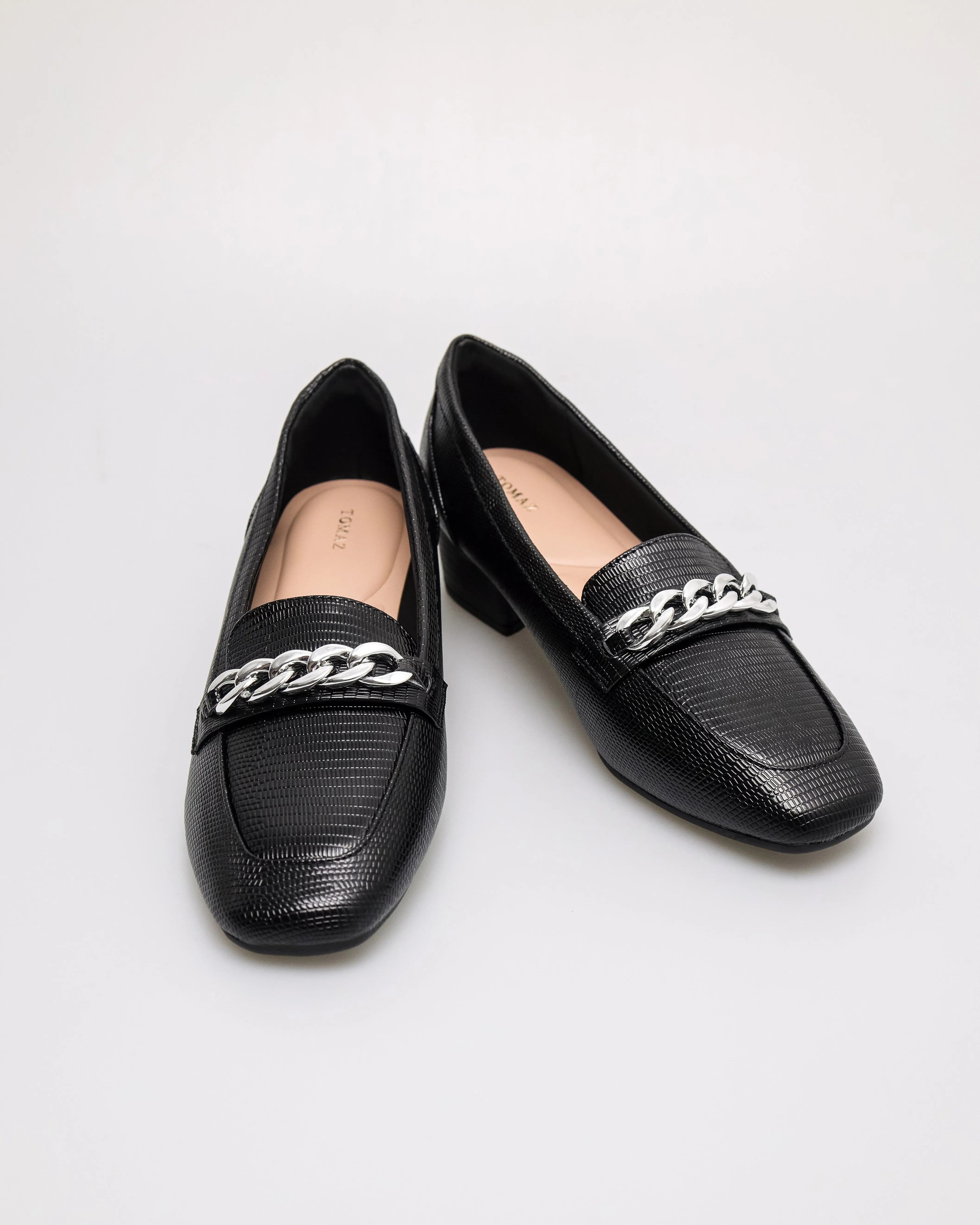 Tomaz NN367 Ladies Silvery Chain Loafers