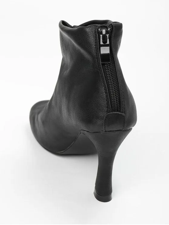 Trendy Stiletto Back Zip Pointed Toe Boots