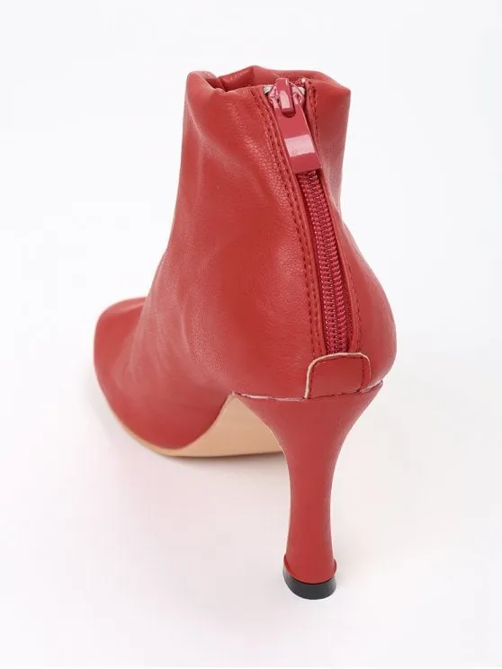 Trendy Stiletto Back Zip Pointed Toe Boots