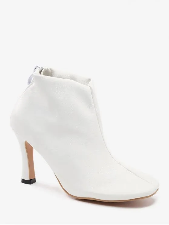 Trendy Stiletto Back Zip Pointed Toe Boots