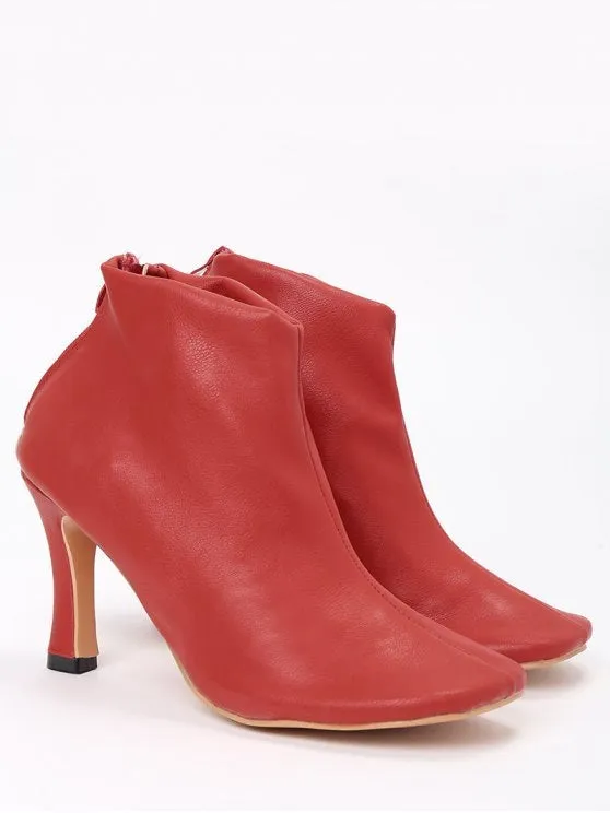 Trendy Stiletto Back Zip Pointed Toe Boots