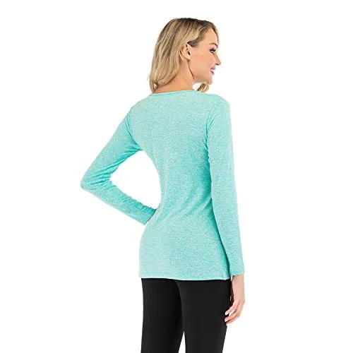 Tunic Tops for Leggings for Women,Cucuchy Yoga Shirts Trendy Workout Gym Shirt Classic Long Sleeve Round Neck Performance Clothes Soft Stay Dry Elastic Muscle Sport Wear Hiking Top Green XL
