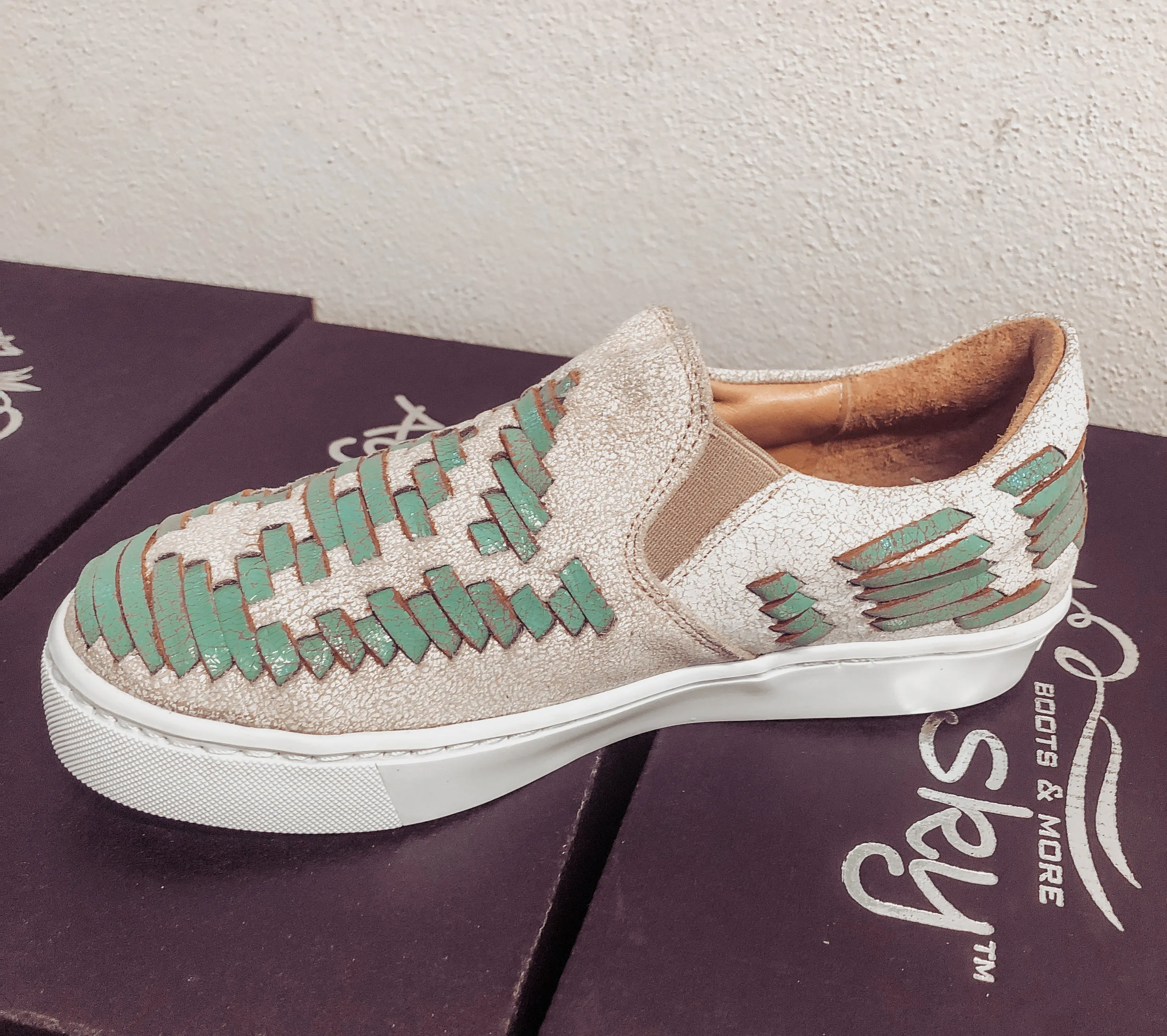 Turquoise Dakota Leather Tennis Shoes