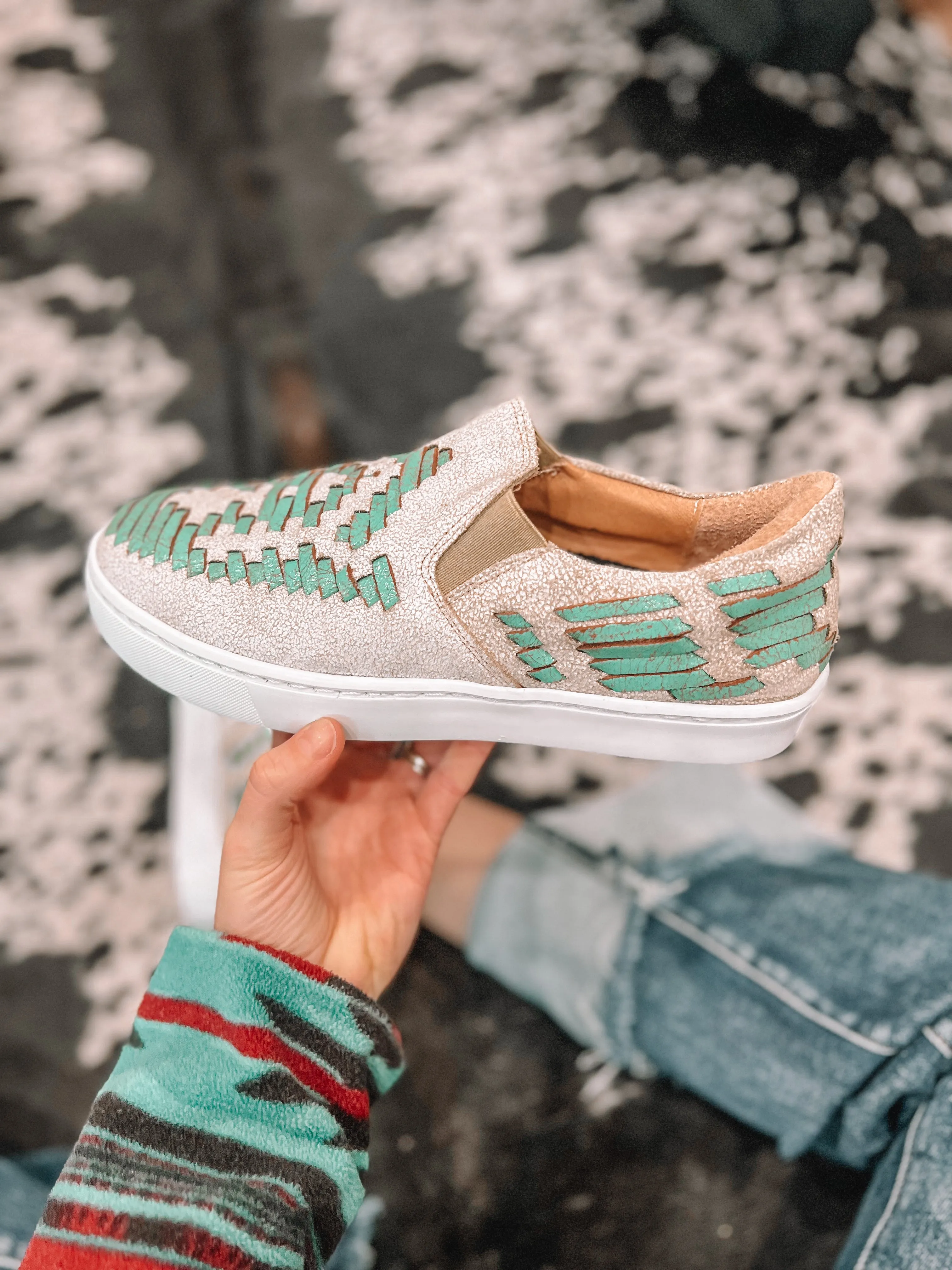 Turquoise Dakota Leather Tennis Shoes