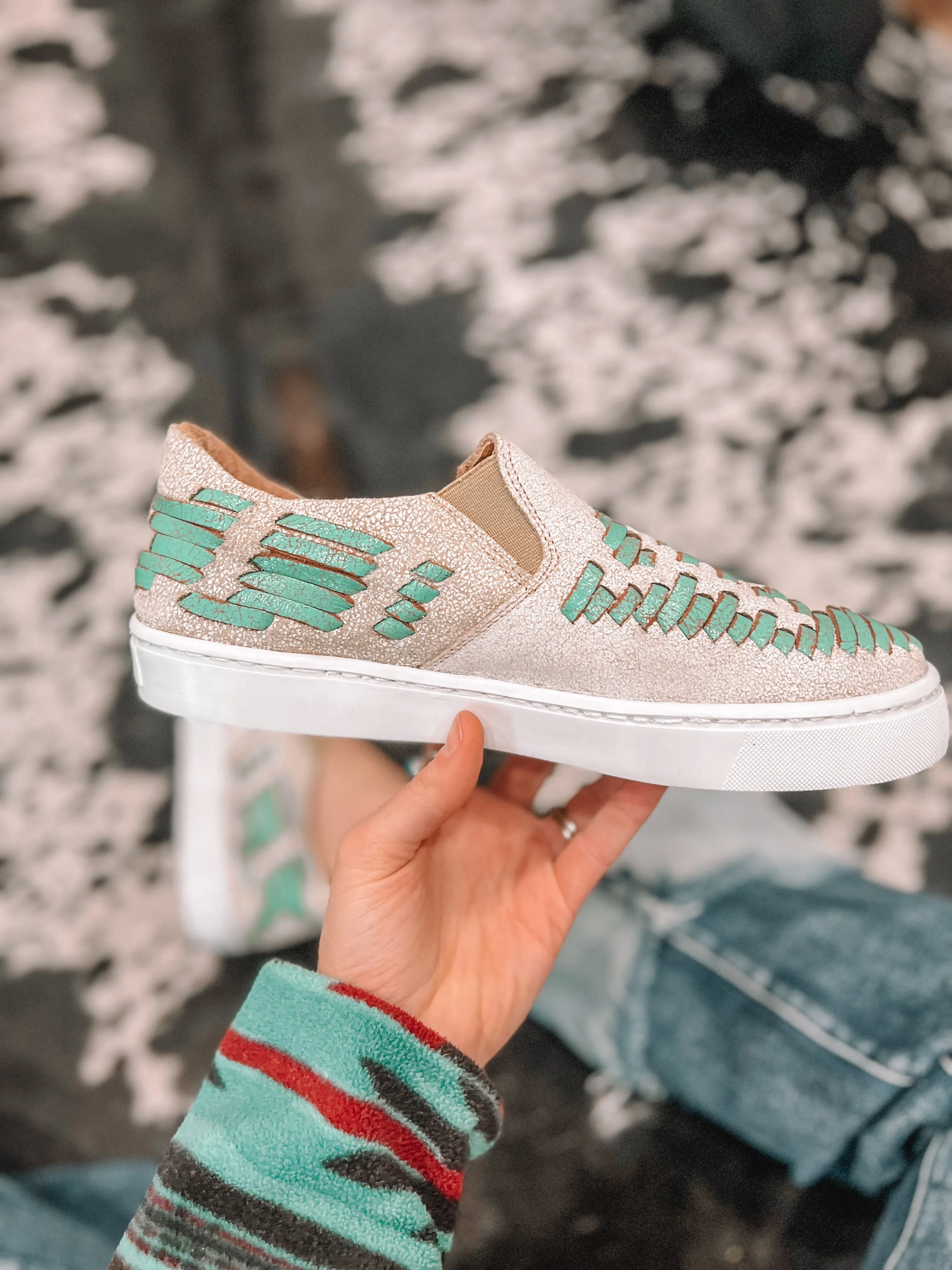 Turquoise Dakota Leather Tennis Shoes