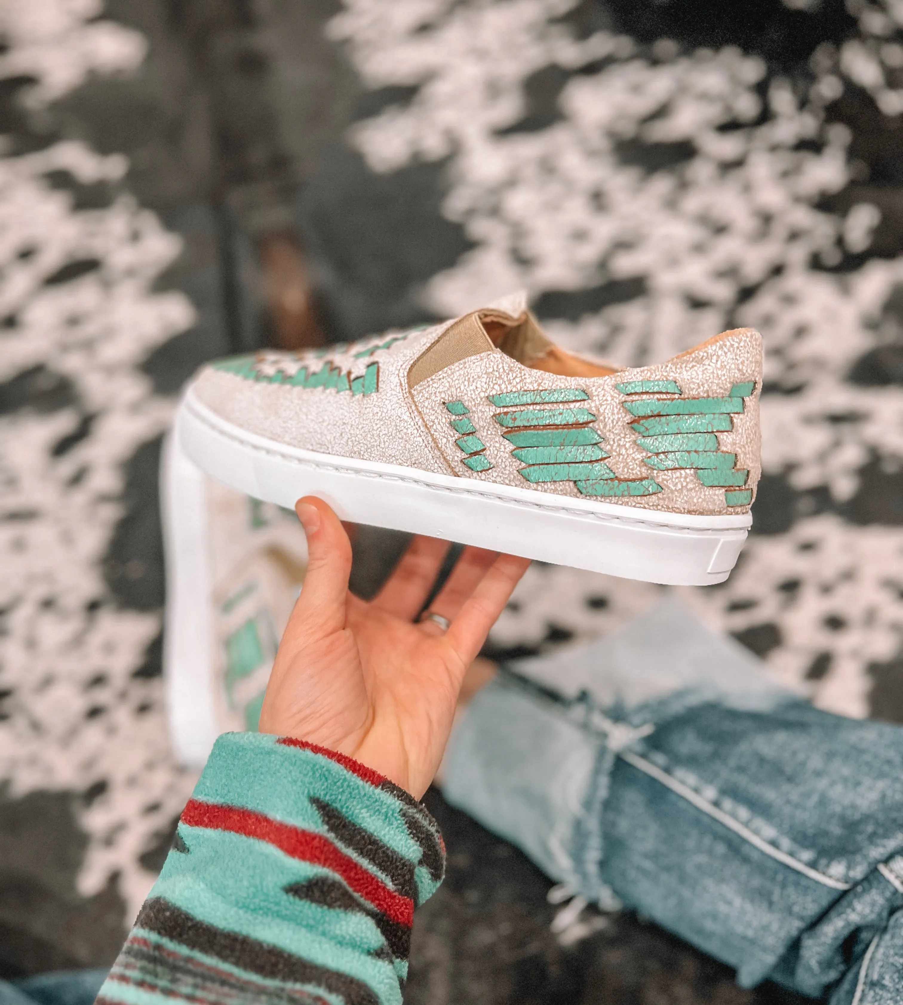 Turquoise Dakota Leather Tennis Shoes