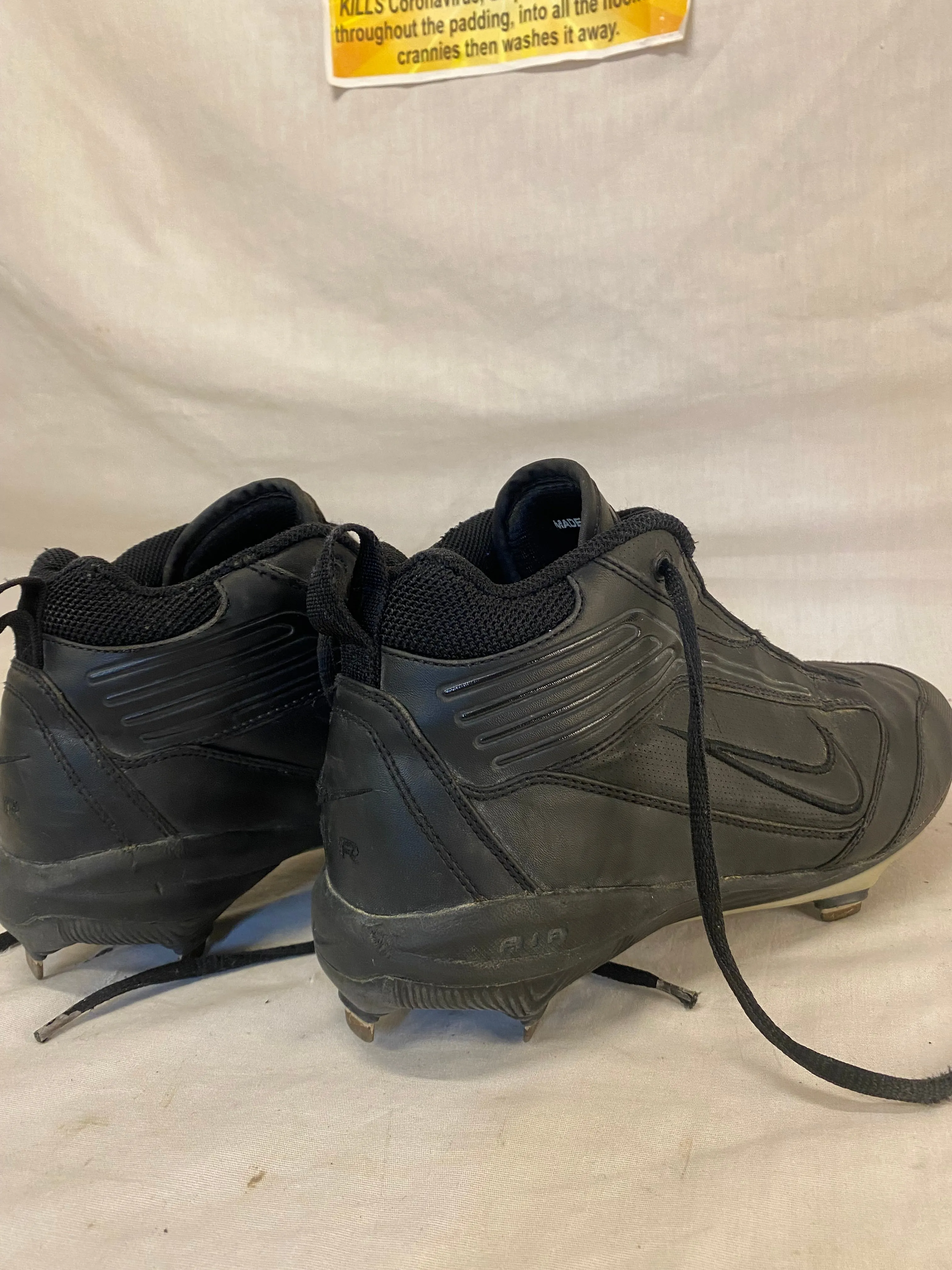 Used Nike Size 6.5 Air Black Metal Baseball Cleats Flame Bottoms