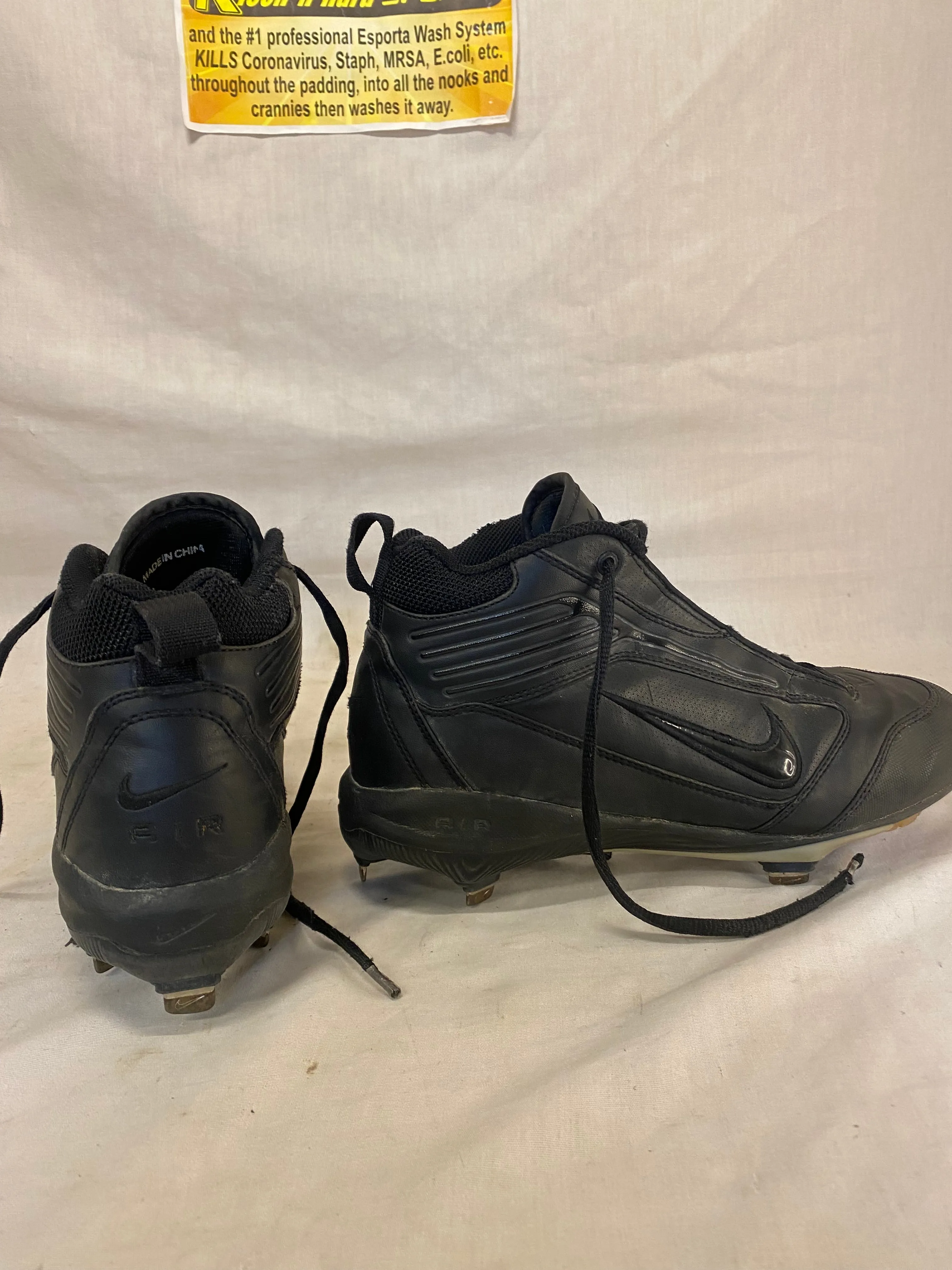 Used Nike Size 6.5 Air Black Metal Baseball Cleats Flame Bottoms