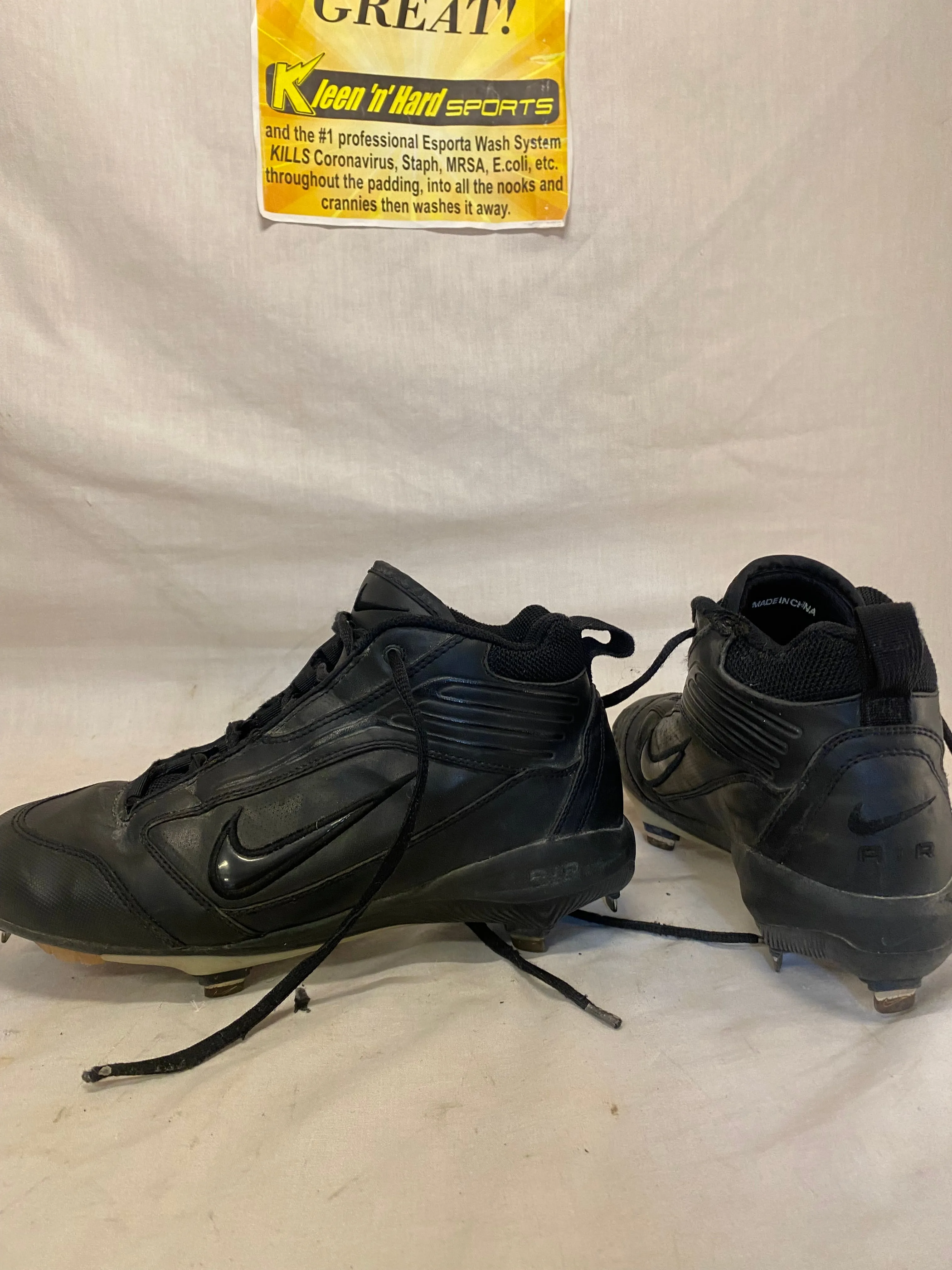 Used Nike Size 6.5 Air Black Metal Baseball Cleats Flame Bottoms