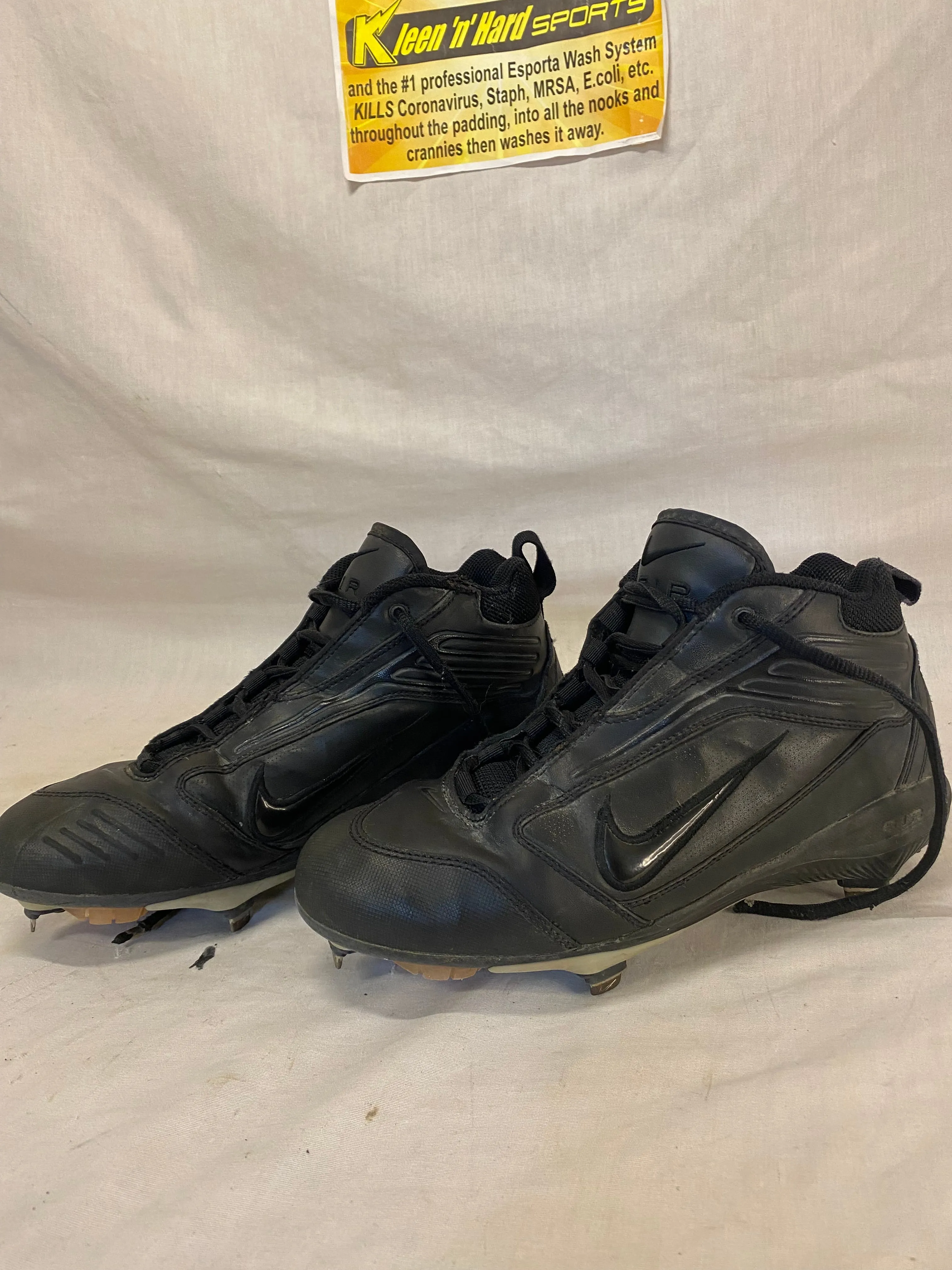Used Nike Size 6.5 Air Black Metal Baseball Cleats Flame Bottoms