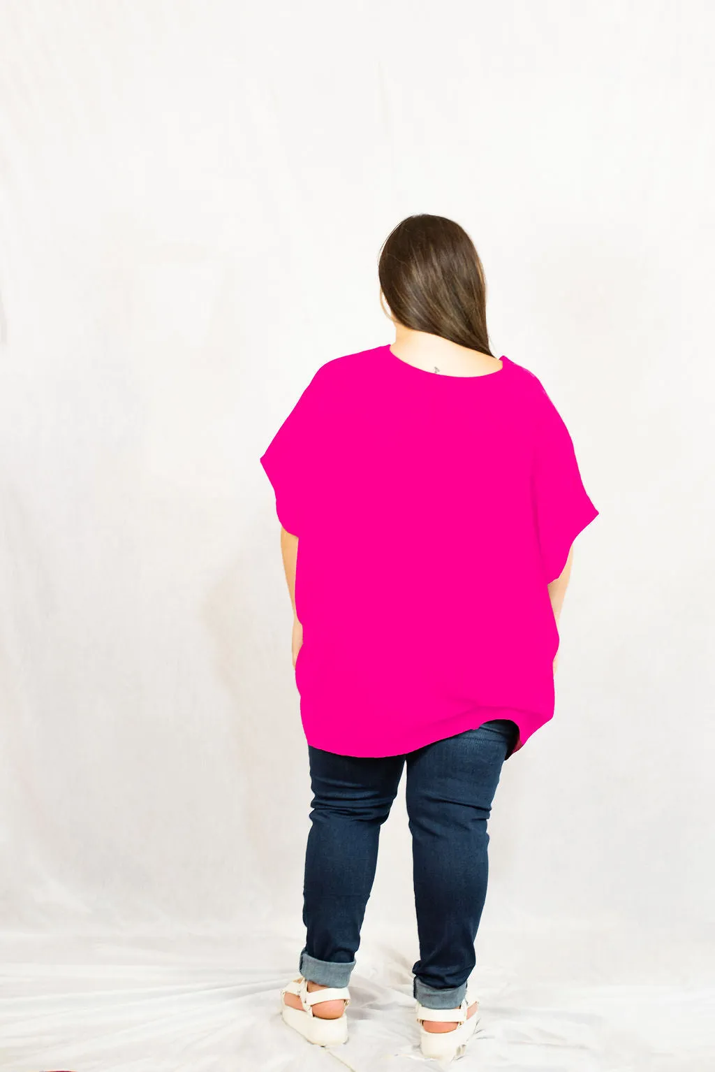 V-Neck Short Sleeve Blouse with Placket Detail in Plus Size by Entro Clothing