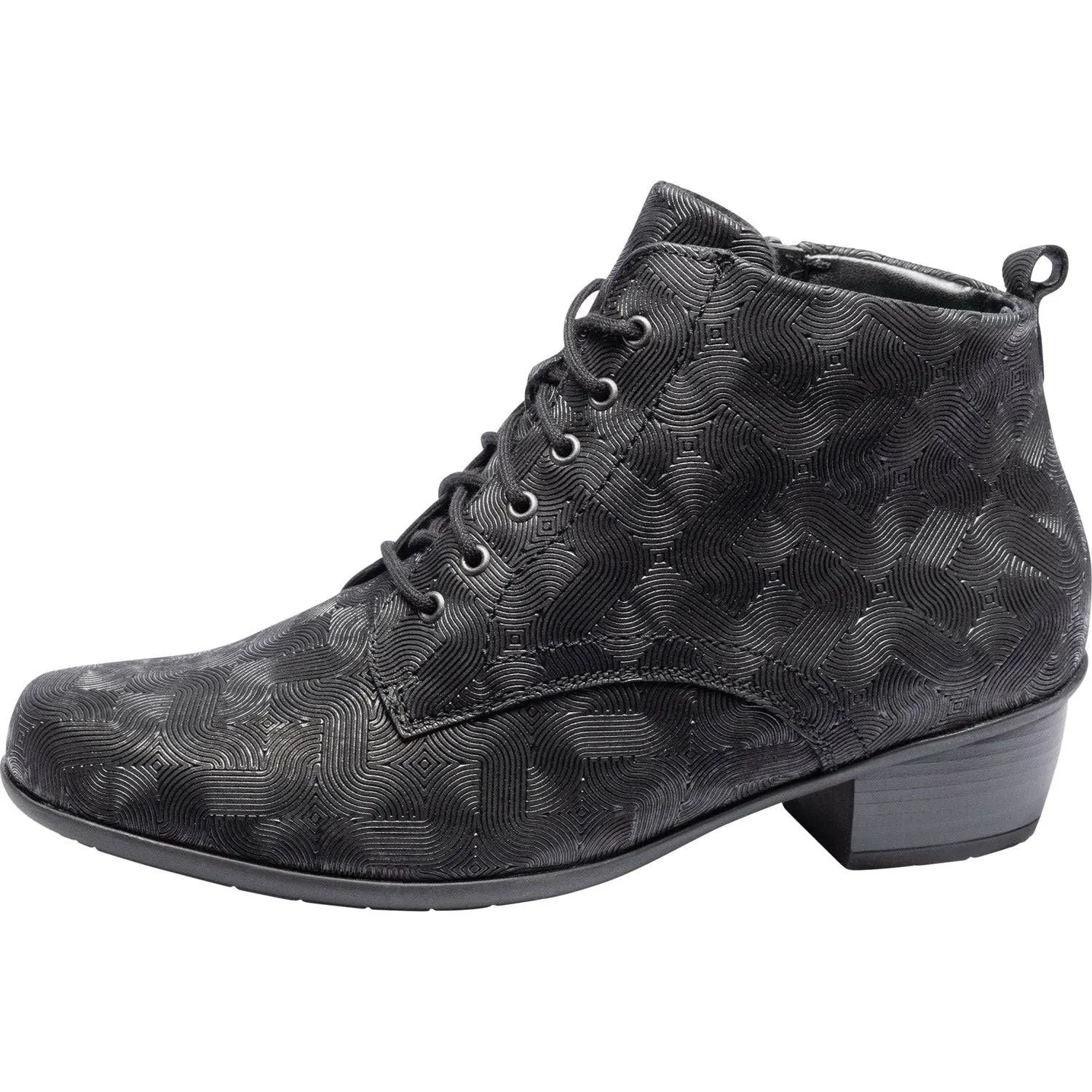 Waldlaufer 967809 197 001 Haifi Ladies Black Leather Lace Up Ankle Boots
