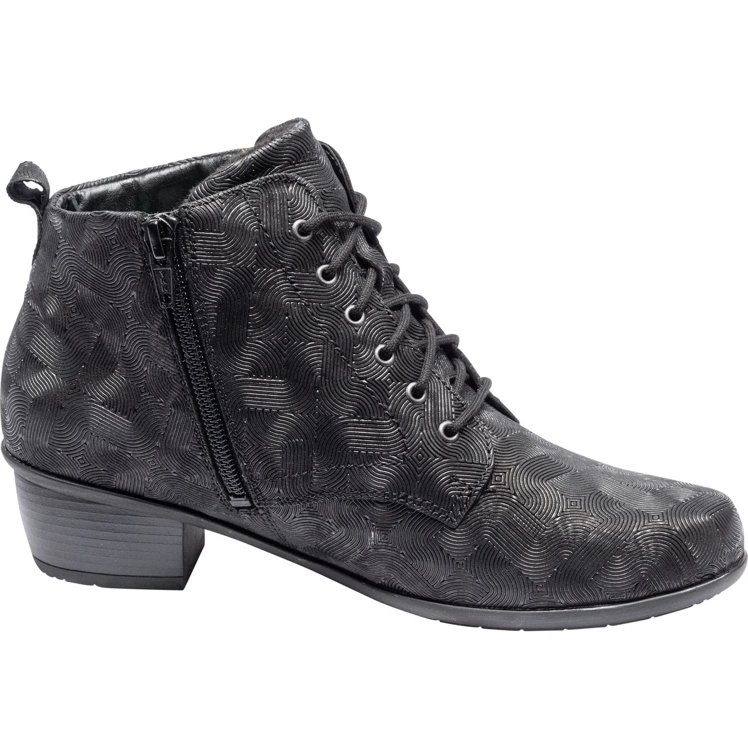 Waldlaufer 967809 197 001 Haifi Ladies Black Leather Lace Up Ankle Boots