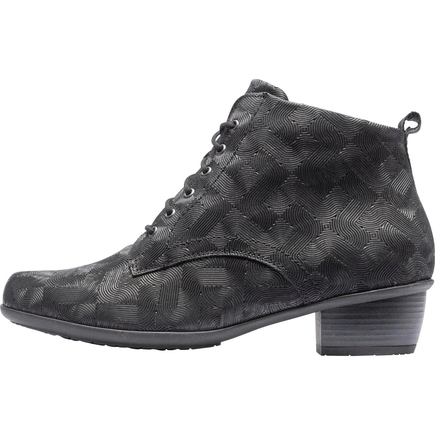 Waldlaufer 967809 197 001 Haifi Ladies Black Leather Lace Up Ankle Boots