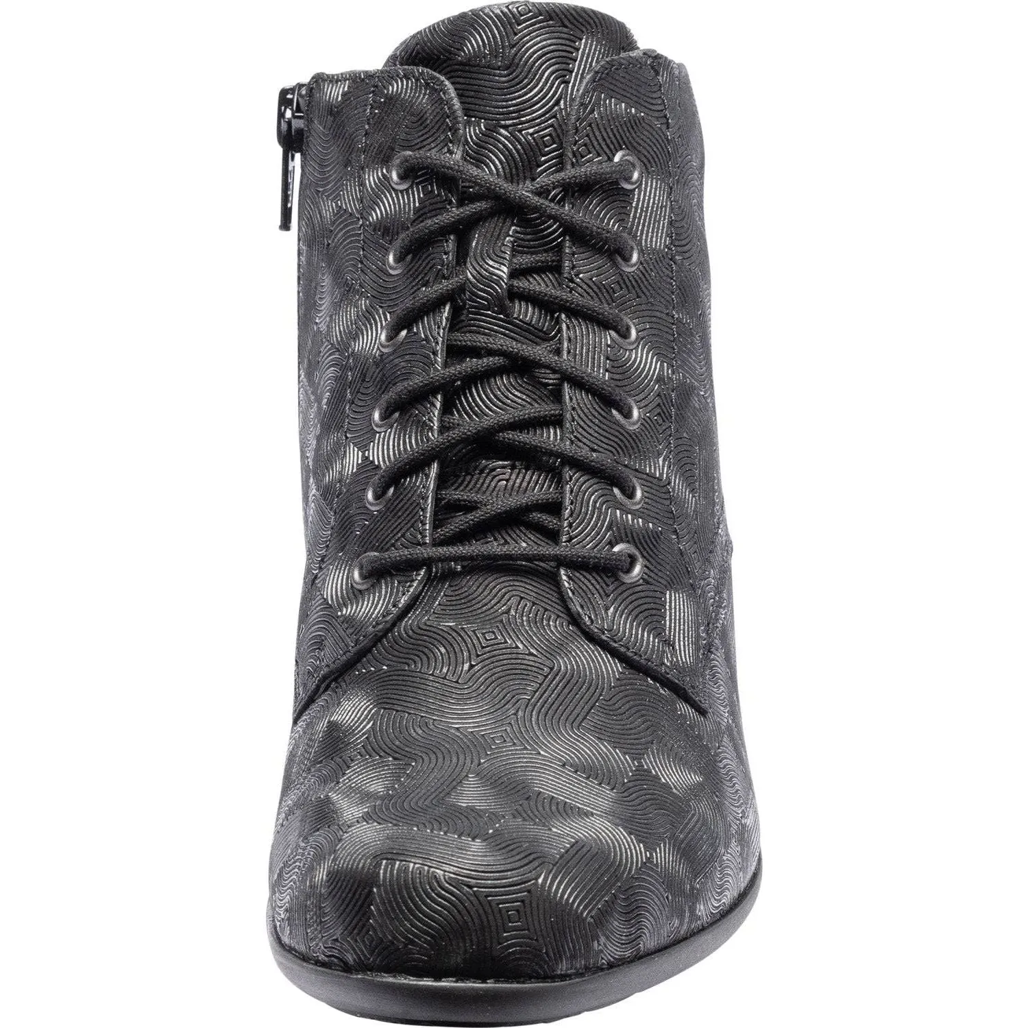 Waldlaufer 967809 197 001 Haifi Ladies Black Leather Lace Up Ankle Boots