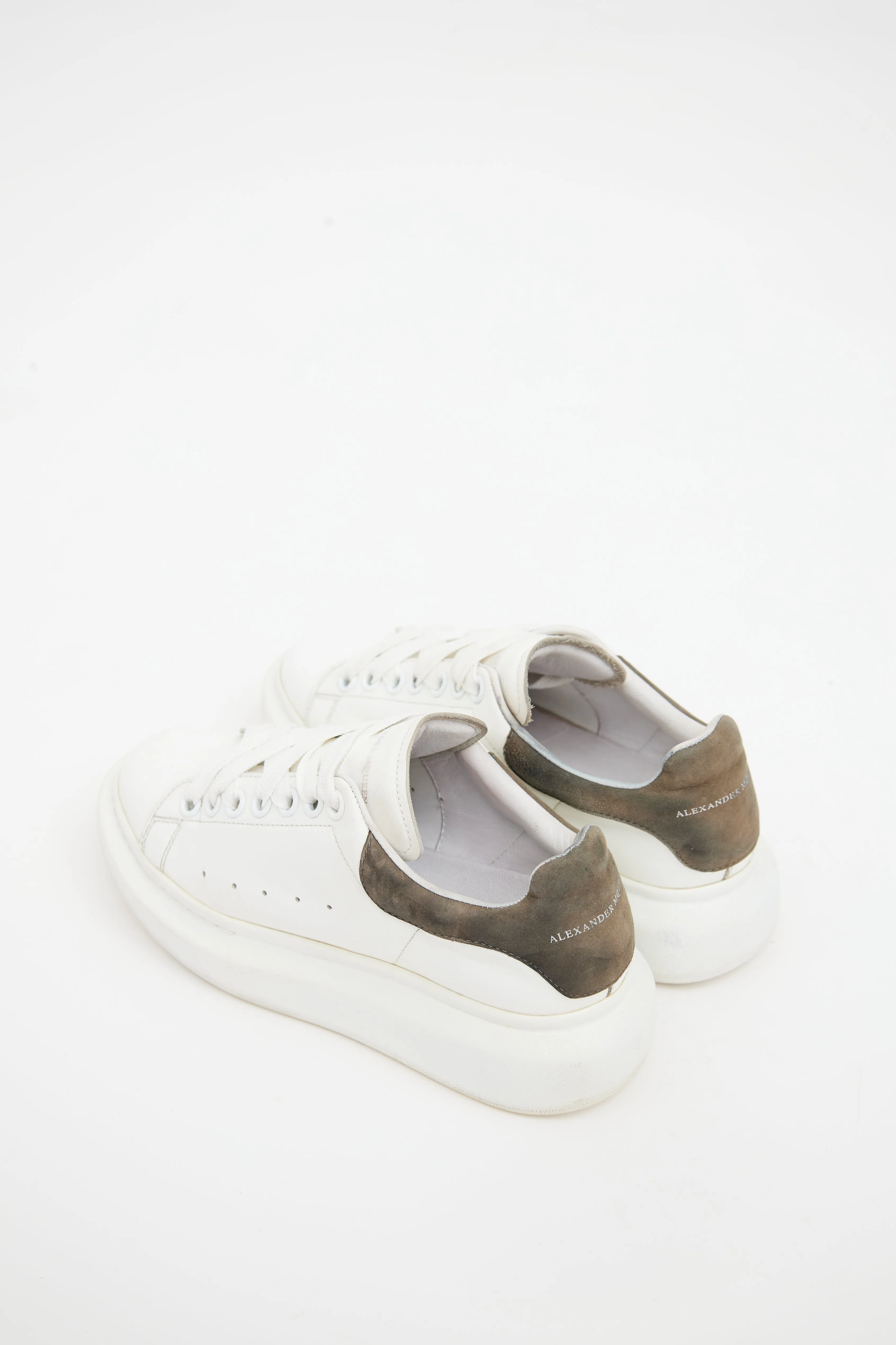 White & Grey Leather Larry Platform Sneaker