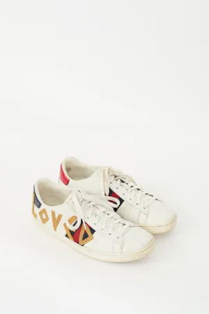 White & Multi Leather Ace Loved Sneaker