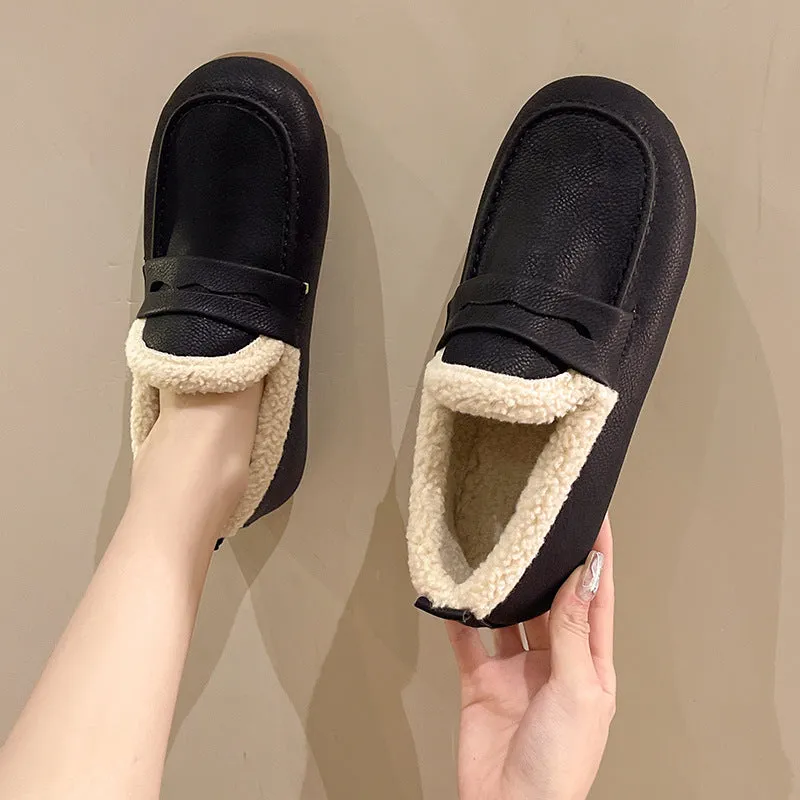 Winter large size velvet warm soft-soled loafers