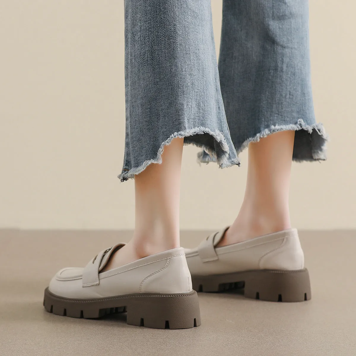 Women Minimalism Solid Soft Thick Soled Casual Loafers