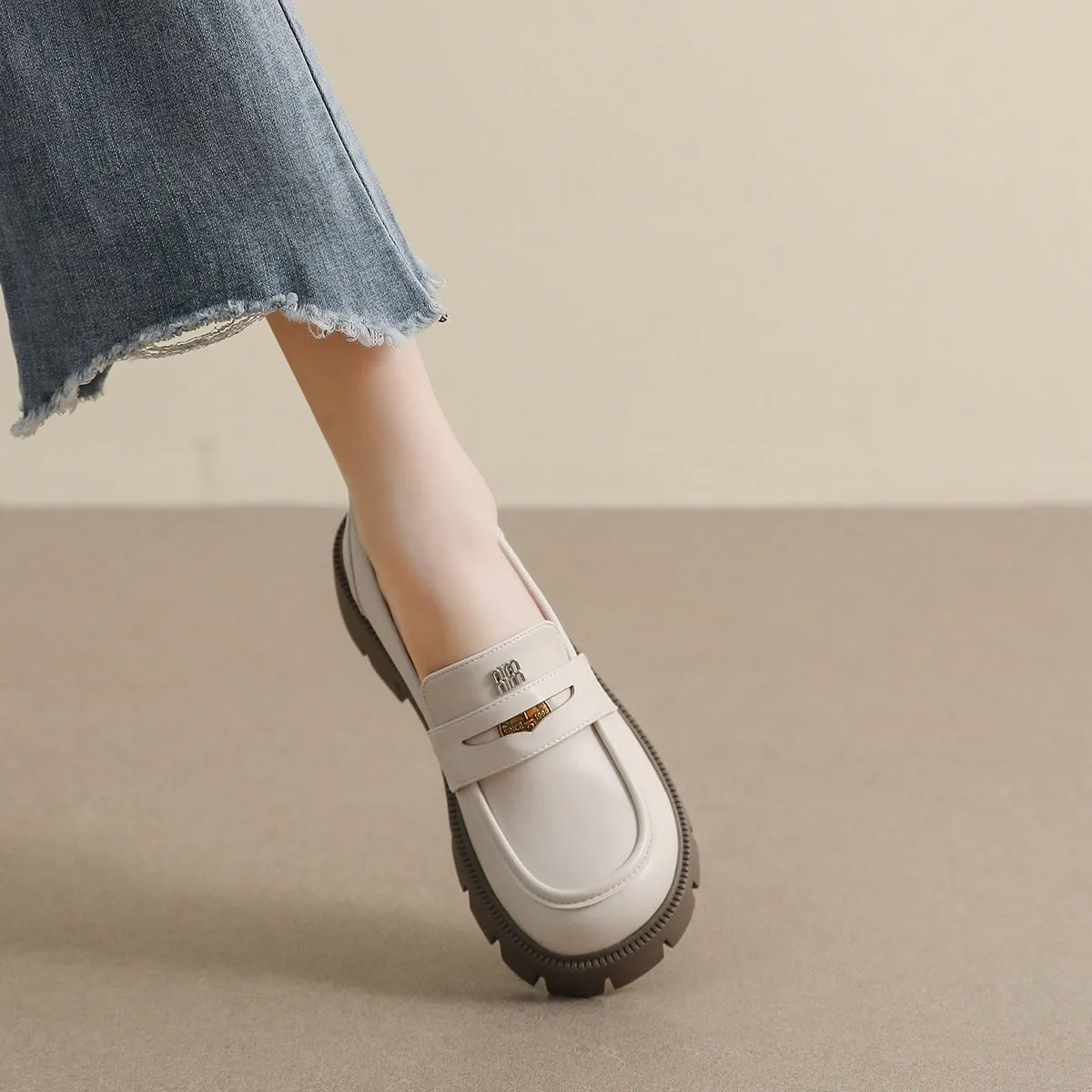 Women Minimalism Solid Soft Thick Soled Casual Loafers