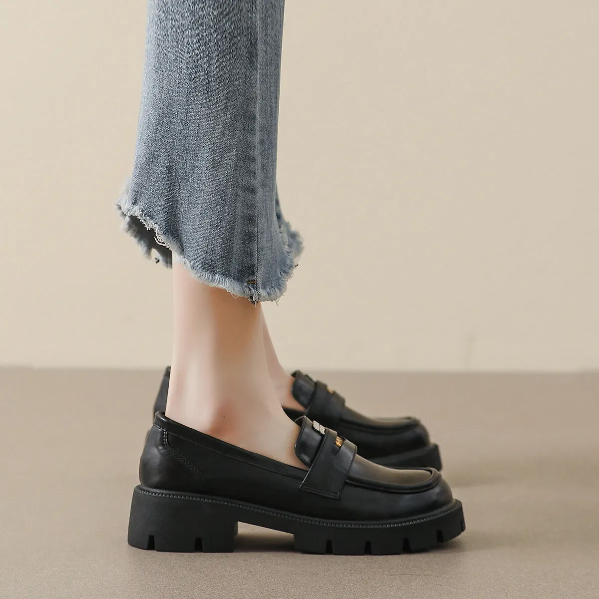 Women Minimalism Solid Soft Thick Soled Casual Loafers